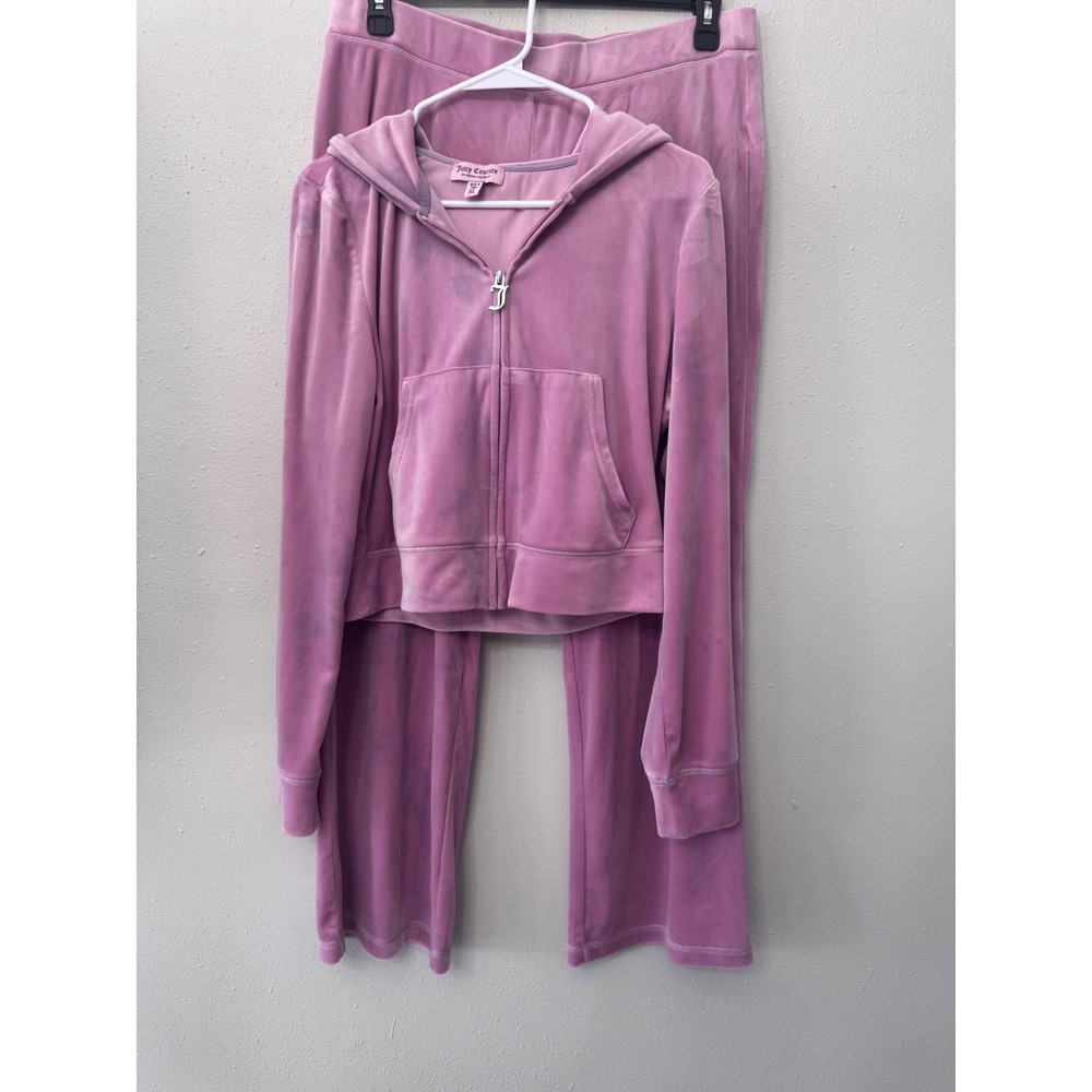 VTG Juicy Couture Velour Tracksuit Womens XL Purple Pink Rhinestone Y2K Thrashed